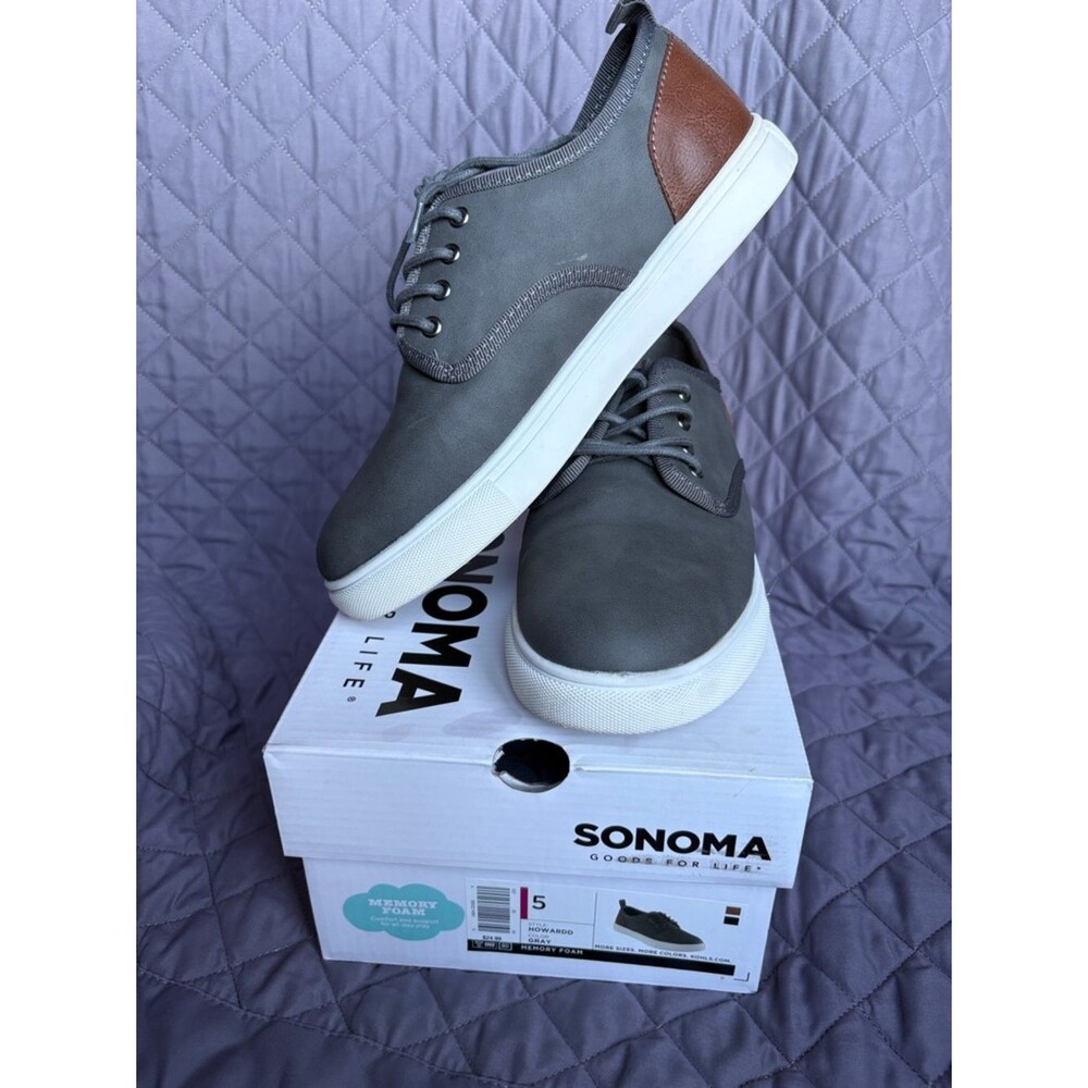 Sonoma Gray Low-Top Lace-Up Shoes- Boys Size 5